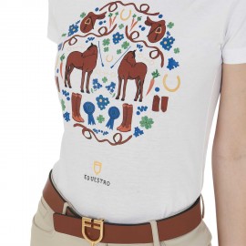 T-SHIRT DONNA HORSE/SADDLE/BOOTS EQUESTRO