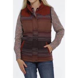 GILET TWILL QUILTED RED CINCH