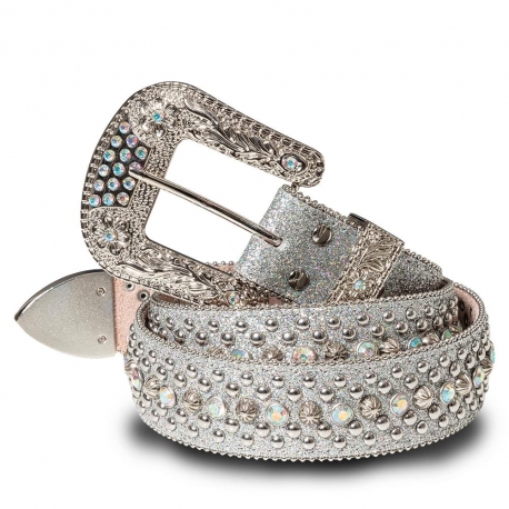 CINTURA EFFETTO ARGENTO CON STRASS